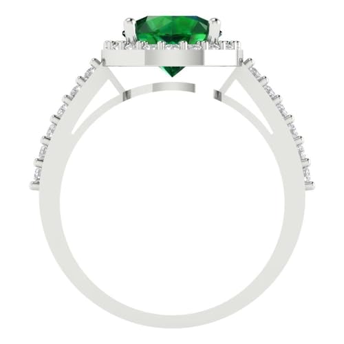 1.86 ctw Round Cut Solid Gold Engagement Ring for Women - 14K White Gold - Simulated Emerald Wedding Promise Ring for Her4