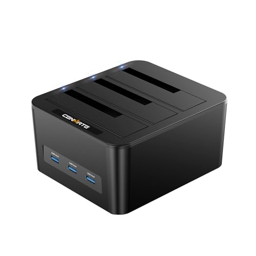 CENMATE Festplatten Dockingstation 3 Bay HDD Docking Station für 2 5/3 5 Zoll SATA SSD/HDD USB 3.0 A/C Kabel mit 3X USB Host Unterstützt Hot-Swap