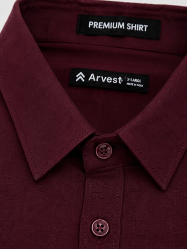 Image of Arvest Men's Solid Linen Casual Shirt | Regular Fit | Breathable | Full Sleeve