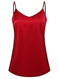 Satin Tank Plus Size Tops for Women V Neck Camisoles Cami Dressy Sleeveless Summer Shirt (Red,4X)