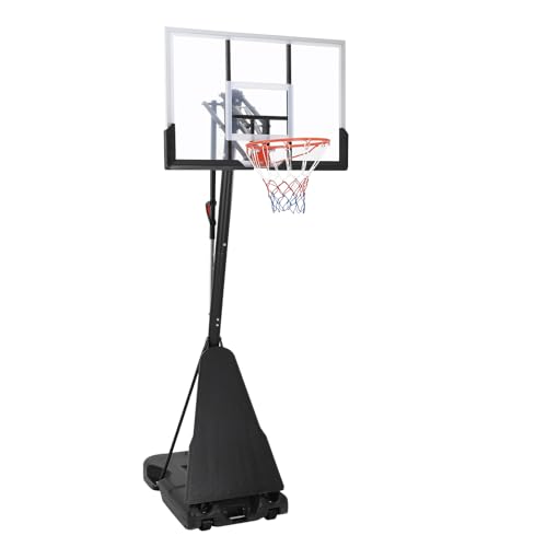 Garvee Basketball Hoop Outdoor 5.2-10 ft Portable, 44 in Shatterproof Backboard & Rebound Plate & Quick Adjustable Basketball Goal System for Kids/Adu