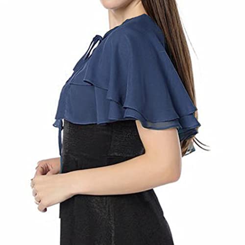 Aukmla Women Chiffon Shawls and Wrap 2 Tiers Wedding Cape Cover Up Bridal Accessories for Brides and Bridesmaid2