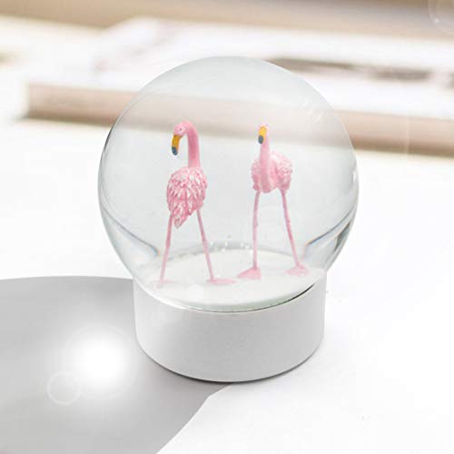 Mingfuxin Flamingo Snowglobe Crystal Ball With White Base, White Flakes Glass Snow Globe Flamingo Snow Globe For Girls Kids Women Adults Gifts, 100Mm Valentines Snowglobe #TOP5