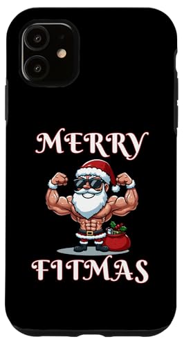 Custodia per iPhone 11 Merry Fitmas Christmas Fitness Brutto Natale Swole Santa