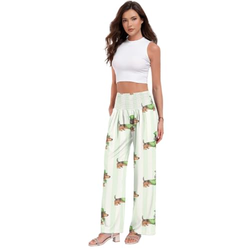 Pantalon d'été à rayures femme Gator coupe ample et taille haute confortable