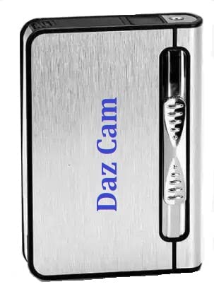 Daz Cam Ultra Thin Cigarette Case with inbuilt Cigarette Lighter I 10 Cigarette Holder Box Cum Jet Flame Lighter Pocket Lighter (Silver)