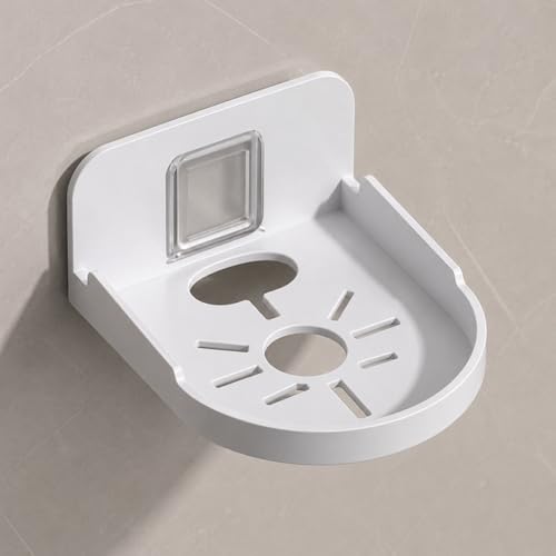 Image of CCTV Camera Holder Wall Stand Without Drilling White No Drill Wall Shelves Self Adhesive Wall Shelf CCTV Camera Stand Wall Mount for Security Camera Mount Cameras Projector Wall Mount 12x9.5x3.5cm