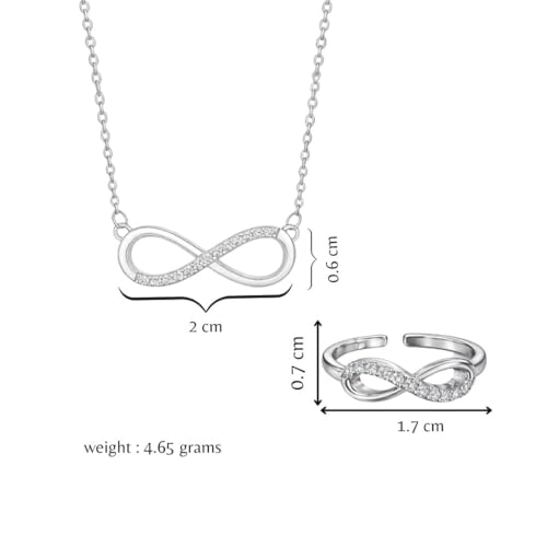 Image of Nilu's Collection Infinity Pendant Necklace with American Diamond Stones For Women| Lightweight | Anti-Tarnish | Anti- Tarnish | Office Wear