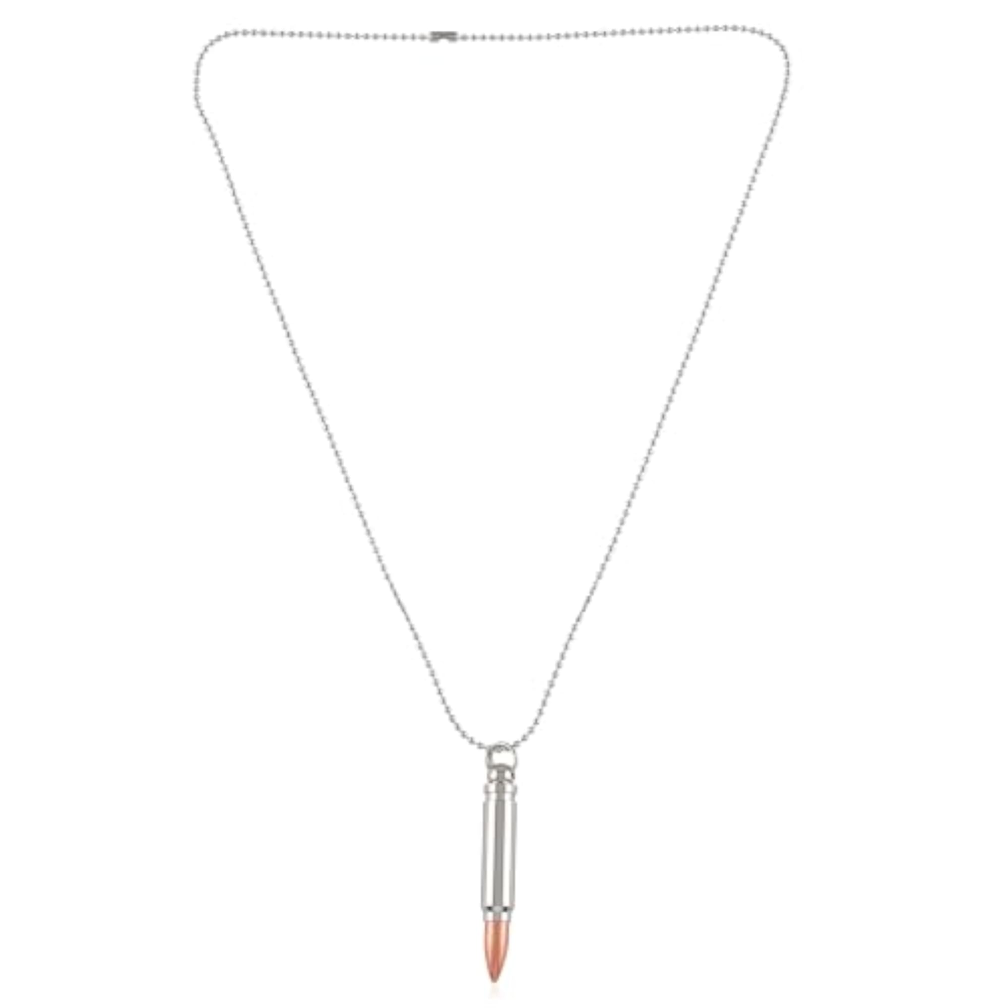 Brass Silver Bullet with Copper Tip Pendant, Unisex