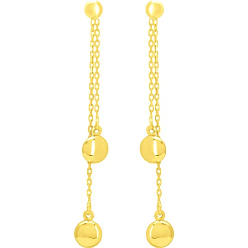 Boucles d'Oreilles Pampilles Or 18 Carats Bijoux Femme Hauteur 40 mm