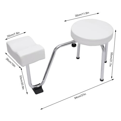 Taburete de cuidado de pies con reposapiés, 2 en 1, taburete de pedicura, taburete para tatuaje, reposapiés ajustable, almohadilla de PVC, soporte para uñas, spa, belleza, salón, estudio,