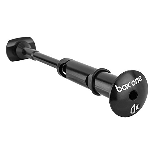 Box One Stem Lock 1-1/8 Inch, CNC-Machined 7075-T6 and 2014-T651 Aluminum, 175-230mm Adjustable Extension, Lightweight and Durable for Fork and Front Wheel Stability, Black