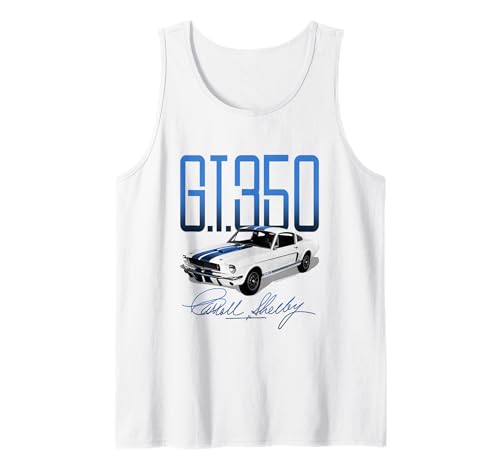 Carroll Shelby Auto Blanco y Azul G.T.350 Camiseta sin Mangas