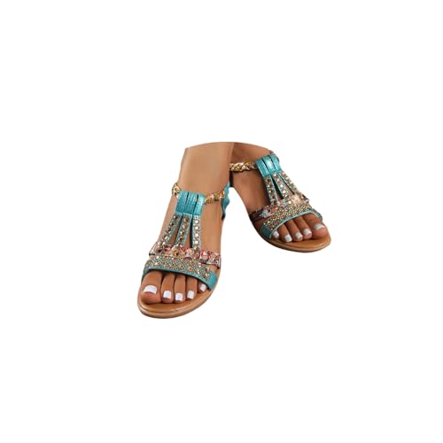 Sandales de plage bohème compensées à semelle amortissante souple