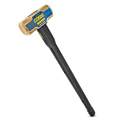 Estwing 8-Pound Brass Sledge Hammer for Metalworking/Automotive/Mining Use, Steel Locked Head, 30-Inch Indestructible Handle with Vulcanized Rubber Overlay, Reinforced Lanyard Hole