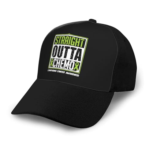 Straight Outta Chemo Lymphoma Cancer Awareness Bonnets Curved Brim Mesh Baseball Cap Casual Sun Hat Unisex