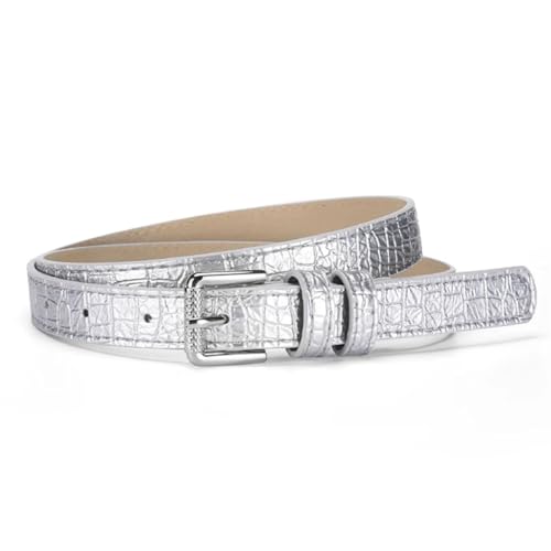 Women’S Simple Luxurious Thin PU Leather Belt Silver Pin Buckle 1.8Cm Wide Gothic Retro Casual Waistband For Jeans3