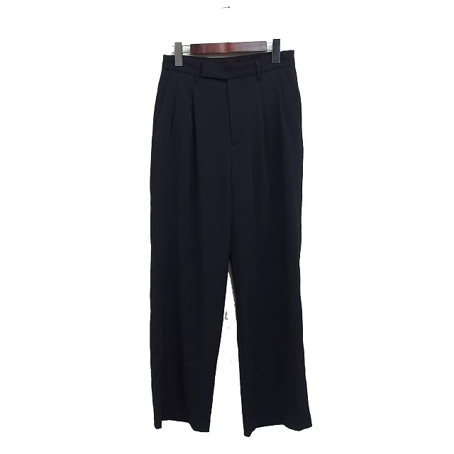 モノマート MONO-MART タック ストレート パンツ 無地 シンプル S ブラック 黒 FT47 メンズ