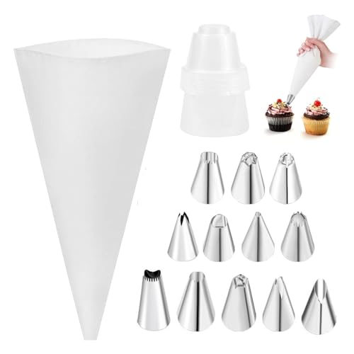 Beccucci Sac a Poche Professionali, 14 Pezzi Beccuccio per Grande, Inox Bocchette Decorative per Pasticceria, Beccuccio Sacca a Poche, Stella Punte per Piping per Decorare Cupcakes, Torte