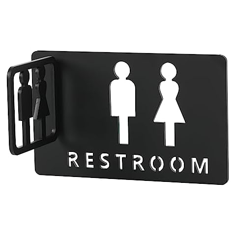 Xiboya textile 3D Engraving Toilet Signs, Hollow Acrylic Adhesive Backed Men's and Women's Bathroom Sign Bathroom Door Signs, Restroom Signs for Business,Bathroom Signage (Black) Cover
