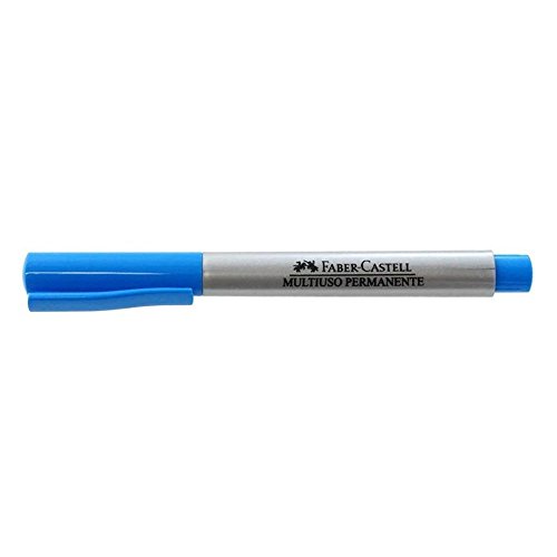 Marcador Multiuso Permanente Faber-Castell Ponta Media Azul Cartela c/ 1 unid, Faber-Castell, SM/MUL