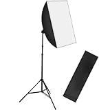 Energiesparlampe: 50 W, 5500 K (Dauerlicht) // Gewicht: ca. 2,2 kg // Stativ ausziehbar von ca. 70 cm bis max. 215 cm // Softbox: ca. 68 x 50 cm