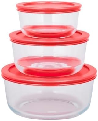 EUROSTAR GS247RD 6 Piece Multi-Size Glass Food Storage Container Set with Lids