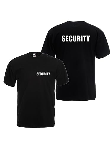 Shirt-Panda Herren T-Shirt - Security - Unisex Brust & Rücken Shirt für Sicherheitsdienst - 100% Baumwolle - hochwertiger Textildruck - Schwarz (Druck Weiß) XL