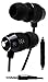 Bastex Universal Earphone/Ear Buds 3.5mm Stereo Headphones in-Ear Tangle Free Cable with Built-in Microphone Earbuds for iPhone iPod iPad Samsung Android Mp3 Mp4 and More-Black/Black