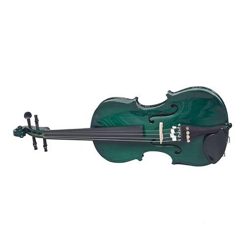 Image of Velvet Strings | 4 /4 Violin With Bow, Rosin, Hard Case V001, for Beginners, Kids and Semi Professionals (Emerald Green)