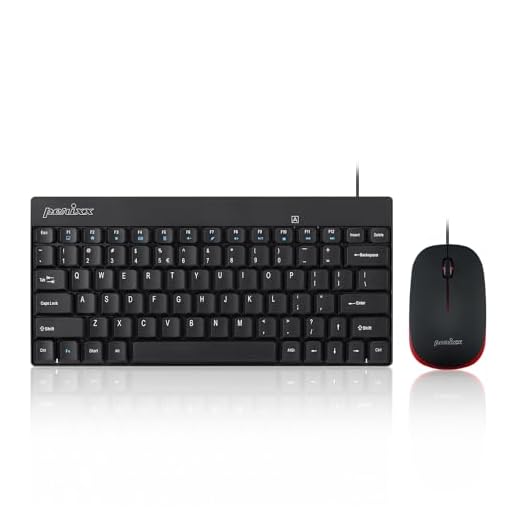 Perixx Periduo-212 Wired Mini Keyboard and Mouse Set, USB Connection, Black, US English Layout (11486)