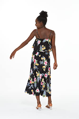 Image of Family Matching Hawaiian Clothes, Hibiscus Black | Black Hibiscus Print • Soft Rayon Fabric • Family Matching Outfits • Vacation Ready • Luau Party Wear
