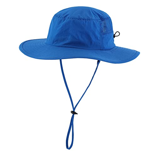 Home Prefer UPF50+ Mens Sun Hat Wide Brim Gardening Fishing Hat UV Protection Cap Light Weight Mesh Bucket Hat Royal Blue