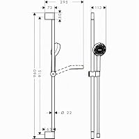 hansgrohe Activera S - Duschset mit Duschkopf wassersparend (EcoSmart, 1 Strahlart), Duschschlauch (1,60 m) und Duschstange (0,90 m), Chrom, 28042000 – Ansicht 6