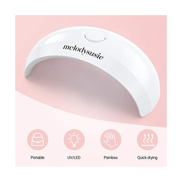 UV-LED-Nail-Lamp-Melodysusie-Nail-Light-Portable-LED-Nail-Lamp-for-Gel-Polish-Nail-lamp-for-Acrylic-and-Gel-Suitable-for-Travel-Home-School-Office-White MelodySusie Portable UV LED Nail Lamp for Semi Cured Gel Nail Strips, Art04 6W Mini UV Light with 2 Timers (45s/60s) for Gel Nails, Stickers and Strips