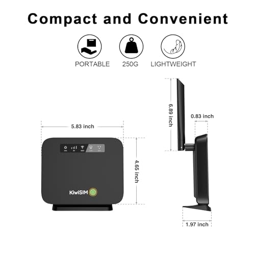 Image of KiwiSIM 4G LTE WiFi Router with 5GB Data Card, Portable Modem WiFi Router, 300Mbps WiFi, Supports Verizon, AT&T and T-Mobile, 3000mAh Battery, WiFi Mobile Hotspot Router for Home /Office /RV /Camping