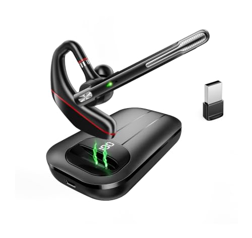 Image of EKVANBEL Bluetooth Headset V5.3, Wireless Earpiece with 1000mAh Charging Case, 96H Talktime, Hands Free Noise Canceling Headphones with Dual-Mic for Computer Cell Phones Trucker Home Work