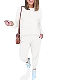 Tankaneo Womens 2 Piece Outfits Lounge Sets Casual Long Sleeve Crewneck Pullover Sweatshirt Jogger Sweatpants Tracksuit Set