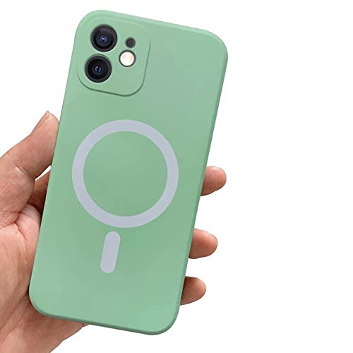 Coque magnétique iPhone 13 antichoc silicone liquide cyan clair