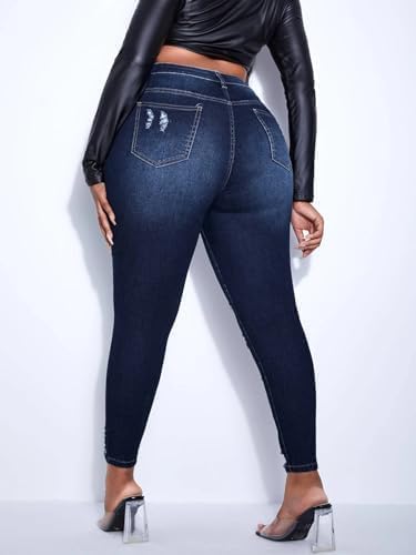 Women's Plus Size Skinny Jeans Stretch high Waisted Ankle Ripped Jeans - Image 3
