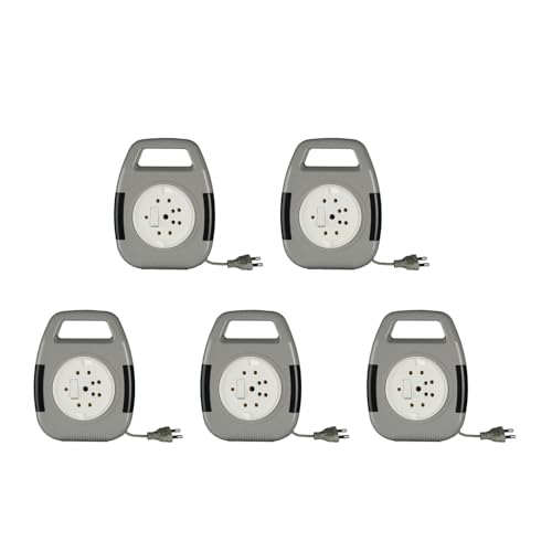 Anchor By Panasonic 6A 2 Pin Flex Box With Indicator & Handle | 8 Mtr Extension Flex Box For Home, Office (Grey, 5208, Pack Of 5)