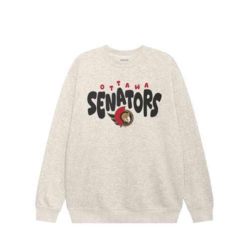 FOCO Ottawa Senators NHL Mens Bubble Crew Neck Sweatshirt - Oatmeal Heather - M