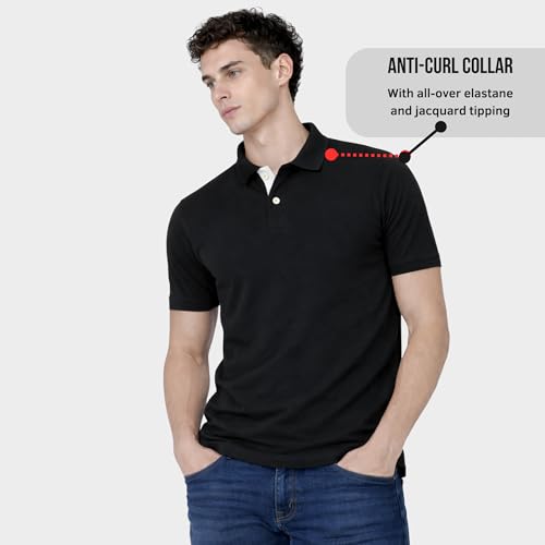 Image of Men's Cotton Polo T-Shirt | Solid Regular Fit Polo Neck T-Shirt | Half Sleeve Casual & Office Wear | Soft Breathable Summer T-Shirt for Men