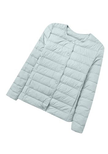 YMING Mujeres Cálido Engrosar Viaje De Negocios Oversize Abajo Abrigos Abierto Trabajo De La Oficina Frontal Versátil Abajo Chaqueta Azul Claro L