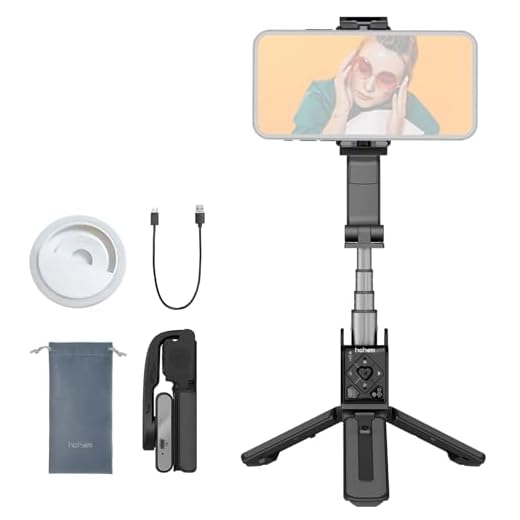 Estabilizador de movil, hohem iSteady Q Seguimiento Facial, Palo Selfie, 4-en-1 Gimbal Movil, Palo para Selfies con Control Remoto Bluetooth, Rotación de 360°, Gimbal para iPhone 15/14/Android (Negro)