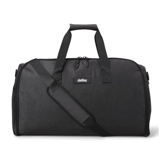 Halfday Convertible 2-in-1 Garment Duffel Weekender Bag 45L | Wrinkle-Free Travel, Hanging Suit Compartment, Shoe Pockets, Trolley Sleeve. Durable & Water-Resistant Carry-On, Shadow