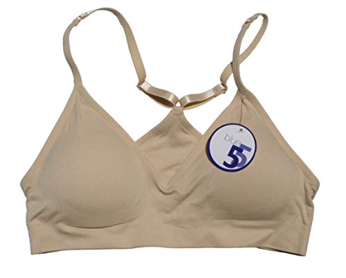 Blue 55 Women's Sexy Everyday Basic Deep V-Neck Padded Bralette Racerback (Removable Padding) (S/M, Beige) #TOP3
