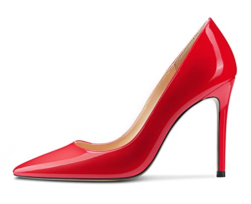 Aachcol Women Stiletto Pumps Close Pointed Toe High Heel Slip-on Dress Shoes Office Classic 4 Inches2