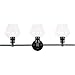 Living District Gene Industrial Mid-Century Modern 3 Light Entryway and Bathroom Wall Sconce in Black and Clear Glass