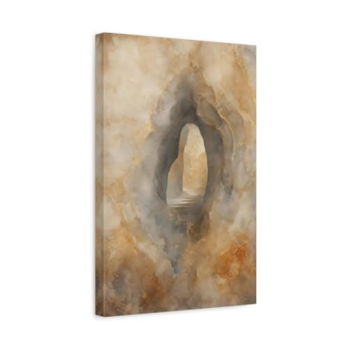 Toile grotte nature or pour habiller un mur de salon vide